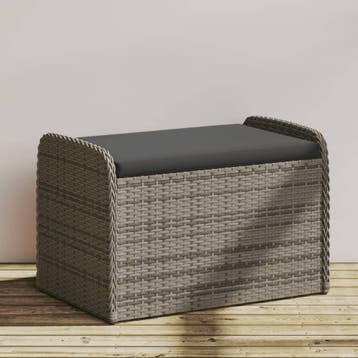 vidaXL Opbergbankje met kussen 80x51x52 cm poly rattan grijs, Verzenden, Nieuw