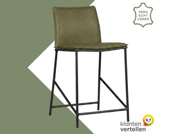 Leren barkruk laag Favor - Granada Moss (olijf/groen) -, 60 tot 90 cm, Nieuw, Leer, Ophalen of Verzenden