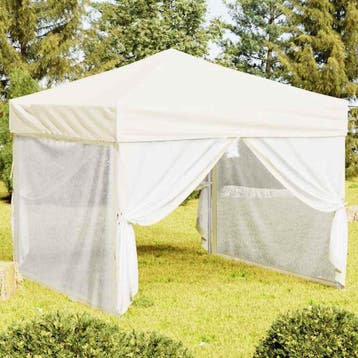 vidaXL Partytent inklapbaar met zijwanden 3x3 m crèmekleurig, Verzenden