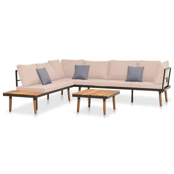 vidaXL 4-delige Loungeset met kussens massief acaciahout, Verzenden, Nieuw, Loungeset