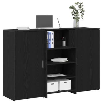 vidaXL Receptiebalie 155x50x103,5 cm bewerkt hout zwart, Huis en Inrichting, Verzenden, Nieuw