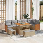 vidaXL Tuinbank Set met kussen 9 pcs Beige en Lichtgrijs, Verzenden, Nieuw