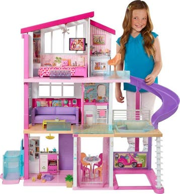 Barbie Droomhuis met lift | 35% goedkoper | Retour deal, Verzenden, Zo goed als nieuw, Poppenhuis