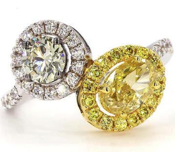 Ring - 18 karaat Witgoud - 2.01ct. tw. Geel Diamant, Nieuw