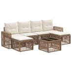 vidaXL Tuinbank Set 7 pcs Beige en Crème Wit poly rattan, Verzenden, Nieuw