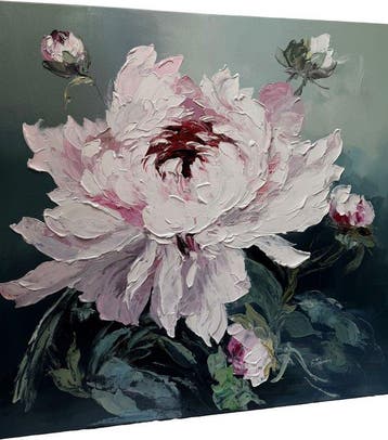 Ekaterina Dzuba (1982) - PIVOINES _ 100x100cm., Antiquités & Art, Art | Peinture | Classique
