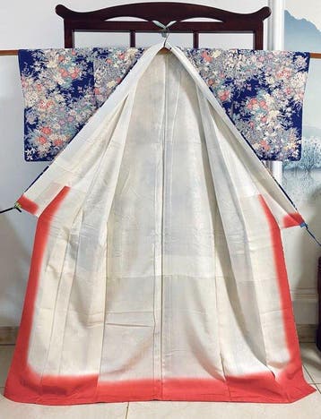 Japanse furisode blauwe kimono - Zijde - Japan - 20e eeuw