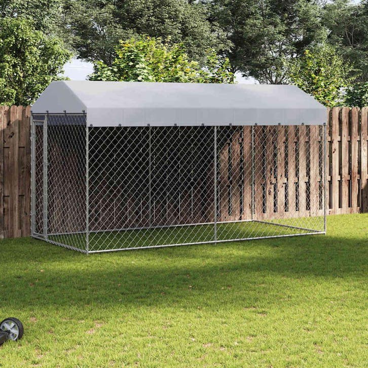 vidaXL Hondenkennel voor buiten met dak 382x192x225 m, Animaux & Accessoires, Caisses pour chiens, Envoi