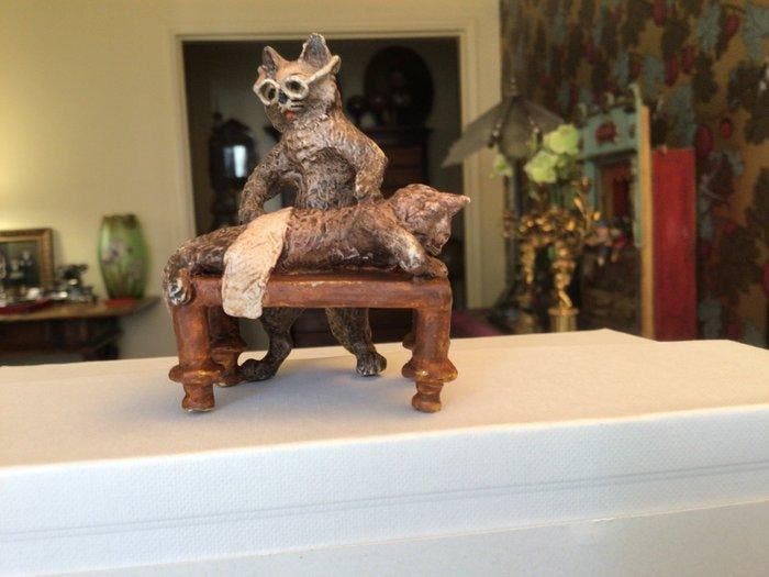 sculptuur, Le massage - 7 cm - Koud geverfd brons, Antiquités & Art, Antiquités | Céramique & Poterie