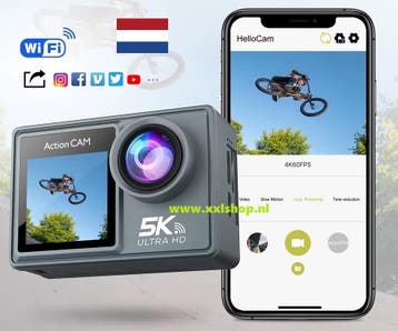 5K actioncamera action camera pro go 12 13 EIS touchscreen *, Verzenden, Nieuw