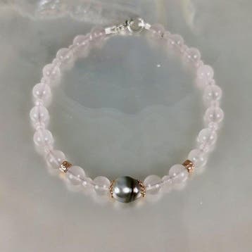 Zonder minimumprijs - Armband Zilver Parel - Quartz - Tahiti, Nieuw