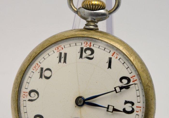 Art Deco - Large mechanical pocket watch - 1900-1949, Handtassen en Accessoires, Horloges | Heren