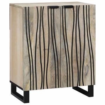 vidaXL Dressoir Wit 60 x 33,5 x 75 cm Massief Mango Hout, Maison & Meubles, Verzenden