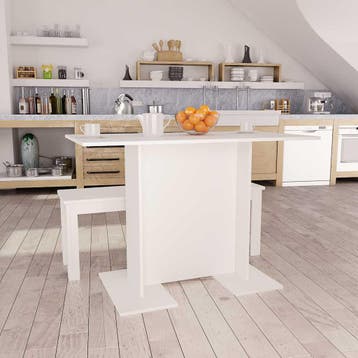 vidaXL Eettafel 110x60x75 cm bewerkt hout wit, Verzenden, Nieuw