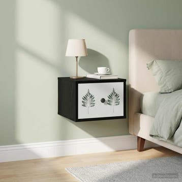 vidaXL Wandkastje voor Bed HANAU Zwart eiken 36 x 33 x 25 cm, Verzenden, Nieuw