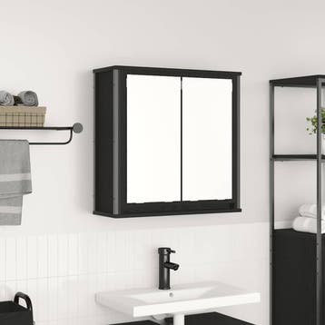 Badkamerkast spiegel 60x60cm Zwart Eiken | -34% Retour Deal, Spiegelkast, Verzenden, 50 tot 100 cm, Zo goed als nieuw