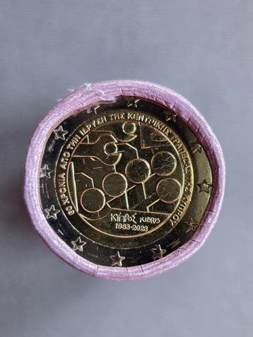 Cyprus. 2 Euro 2023 Central Bank (25 coins) in roll