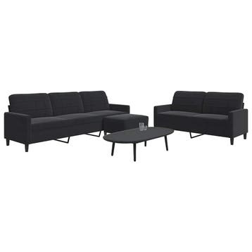 vidaXL 3-delige Loungeset met kussens fluweel zwart, Verzenden, Nieuw