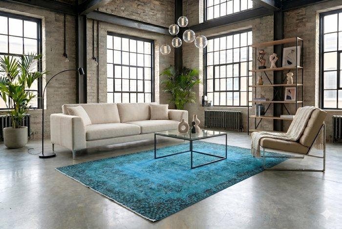 Blauwe vintage - Vloerkleed - 270 cm - 170 cm - met, Maison & Meubles, Ameublement | Tapis & Moquettes