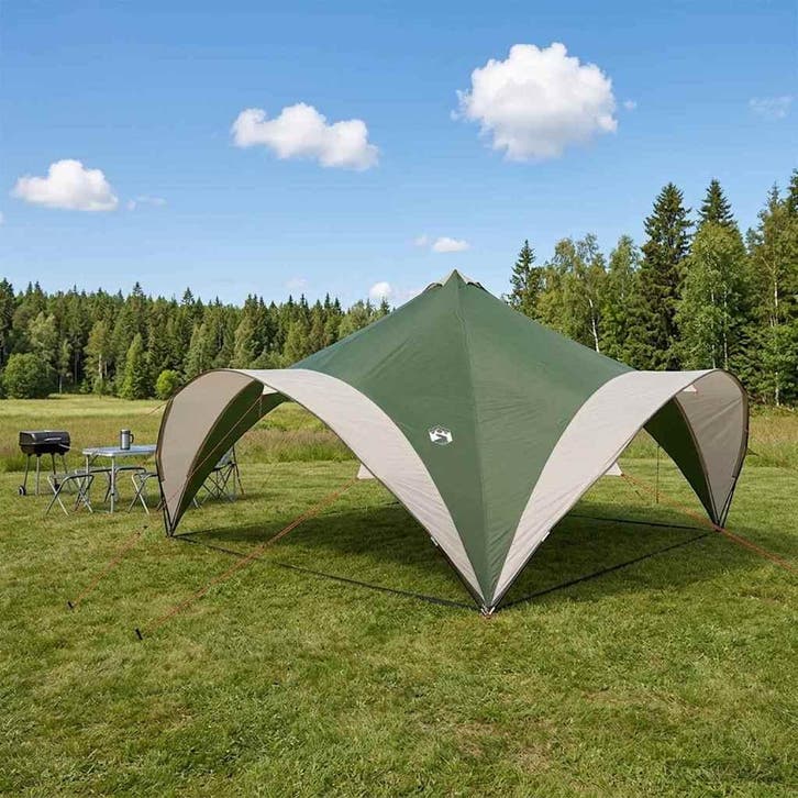 vidaXL Partytent met dak Groen 500 x 500 x 350 cm Polyester, Caravanes & Camping, Tentes, Envoi