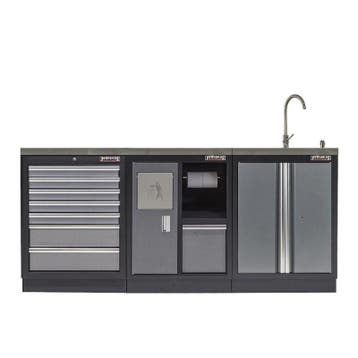 Werkbank set met wasbak - MDF werkblad met RVS plaat omkleed, Doe-het-zelf en Bouw, Ophalen of Verzenden, Nieuw