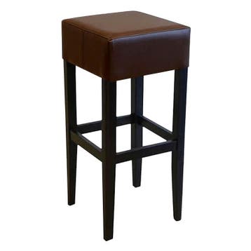 Barkruk | SANJA | Kunstleer/Hout | Brown | Wengé Frame |, Verzenden