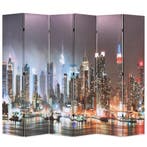vidaXL Kamerscherm inklapbaar New York bij nacht 228x170 cm, Verzenden