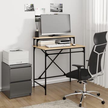 vidaXL Bureau 80x50x90 cm bewerkt hout en ijzer sonoma, Verzenden, Nieuw