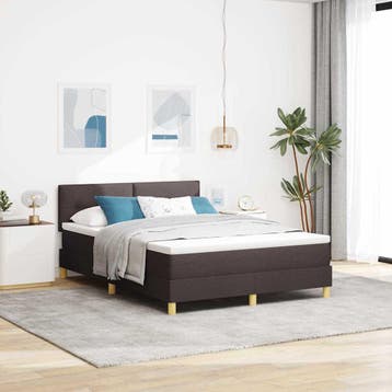 vidaXL LED Box Spring Bed met hoofdeinde Donkerbruin 140 x, Verzenden