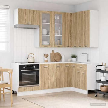 vidaXL Keuken Eenheid LYON 8 st Sonoma Eiken Bewerkt hout, Huis en Inrichting, Verzenden, Nieuw