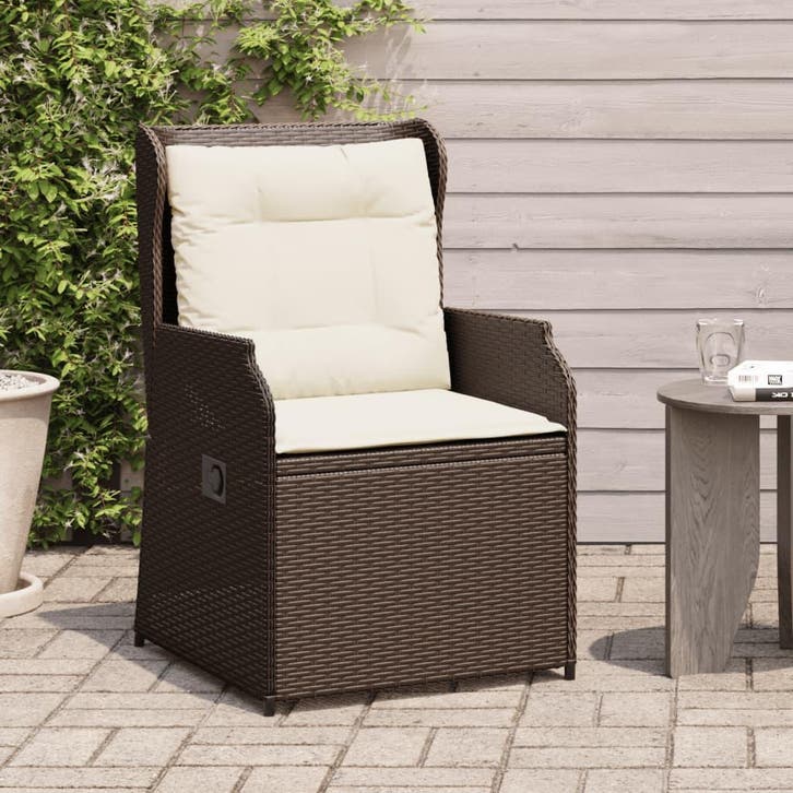 vidaXL Tuinstoelen 2 st verstelbaar met kussens poly rattan, Tuin en Terras, Tuinsets en Loungesets, Nieuw, Verzenden