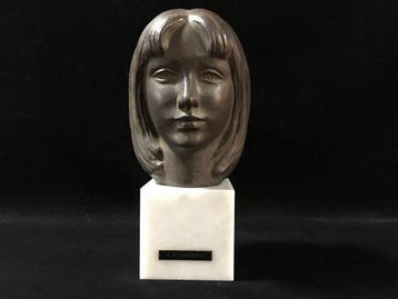 Japanese Masterpiece Bronze Bust of a Young Girl by Yasutake