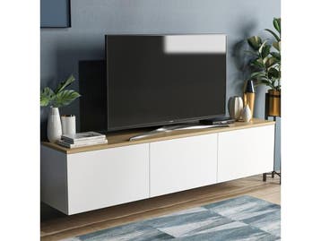 Veiling - Asir Neon TV-Meubel Wit/Eiken 160 cm - Retourartik, Huis en Inrichting, Gebruikt