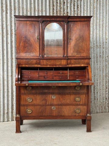 Mahogany veneered and gilt bronze mounted - Cilinderbureau -