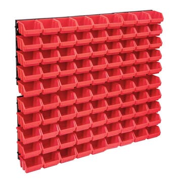 vidaXL 96-delige Opslagbakkenset met wandpanelen rood en, Doe-het-zelf en Bouw, Verzenden, Nieuw