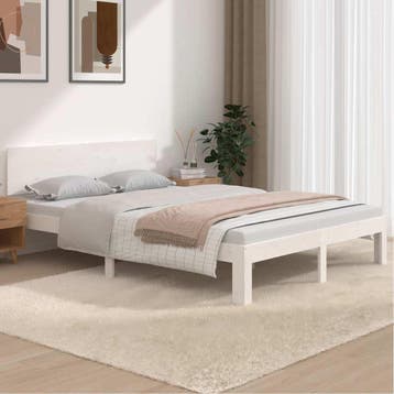 vidaXL Bedframe massief hout wit 150x200 cm, Verzenden