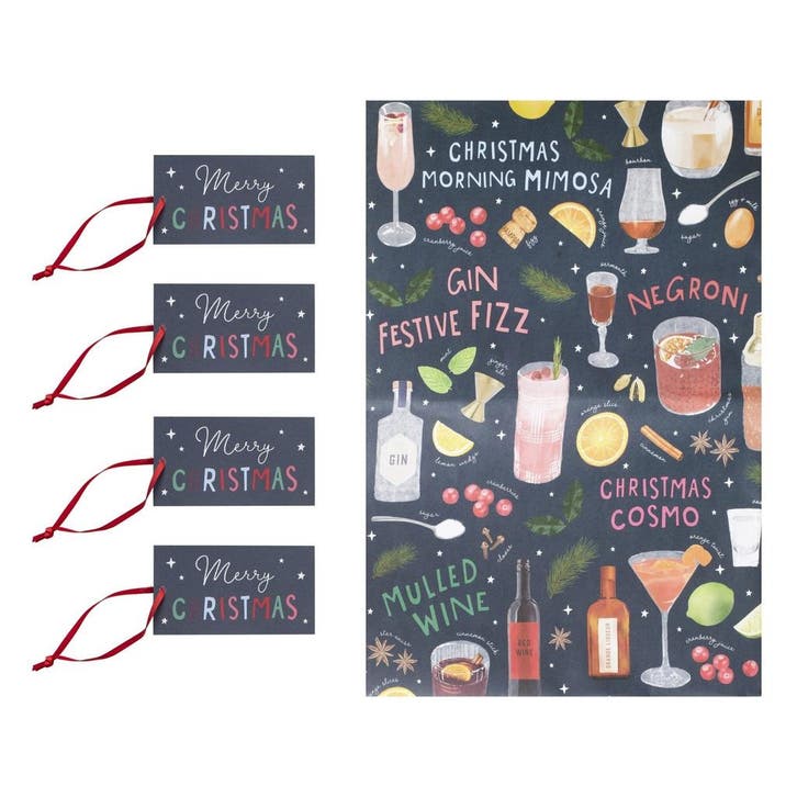 Kerst Inpakpapier Cocktail, Hobby en Vrije tijd, Feestartikelen, Nieuw, Verzenden