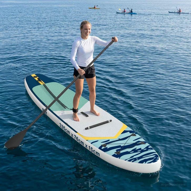 vidaXL SUP Board met Zit 2-in-1 APEX 335 x 76 x 15 cm Blauw, Watersport en Boten, Suppen, Nieuw, Verzenden