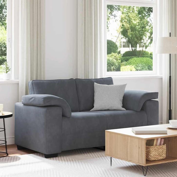 vidaXL Loveseat bank 160x77x82 cm fluweel donkergrijs, Huis en Inrichting, Zetels | Zetels, Nieuw, Verzenden