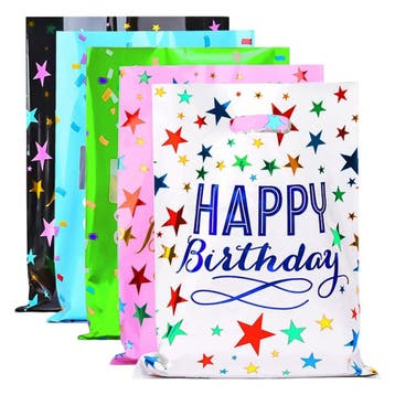 Fako Bijoux - 50x Folie Uitdeelzakjes Happy Birthday - 50, Diversen, Cadeauverpakkingen, Verzenden, Nieuw