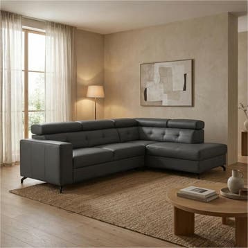Leren hoekbank Nova - 2.5-zits arm links + Longchair arm, Ophalen of Verzenden