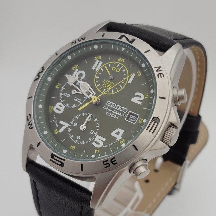 Seiko - Chronograph 100M Military - Zonder minimumprijs -, Bijoux, Sacs & Beauté, Montres | Anciennes | Antiquités