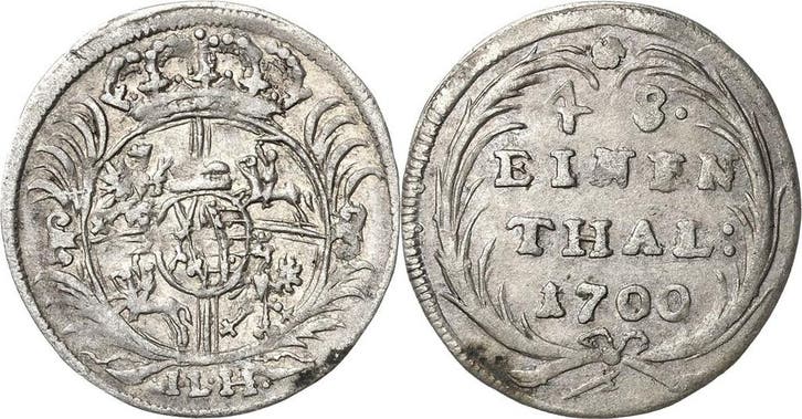 1/48 taler, daalder 1700, Sachsen-kurlinie ab 1547 (alber..., Postzegels en Munten, Munten | Europa | Niet-Euromunten, België