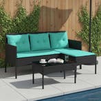 vidaXL Tuinbank Set met kussen 2 pcs poly rattan, Verzenden