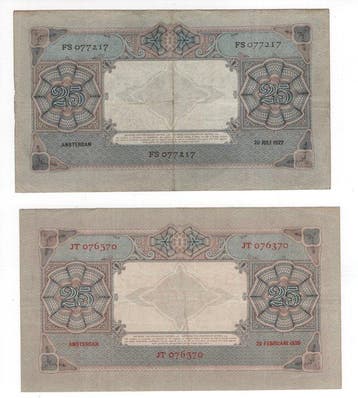 Nederland. - 2 x 25 Gulden - 1927/1929 (Zonder minimumprijs)