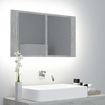 vidaXL Badkamerkast met spiegel en LED 80x12x45 cm acryl, Verzenden, Nieuw
