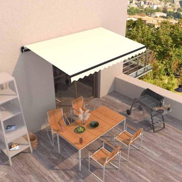 vidaXL Luifel handmatig uittrekbaar 400x350 cm crèmekleurig, Tuin en Terras, Verzenden, Nieuw