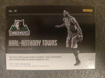 2016/17 Panini karl Anthony towns Gesigneerde kaart - 1 Card, Nieuw