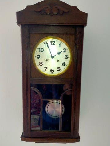 Wandklok - Antike Suevia Wanduhr Regulateur Holzuhr, Antiquités & Art