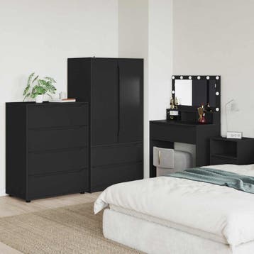 vidaXL Opbergkasten 80 x 48 x 105 cm Bewerkt hout Zwart, Verzenden